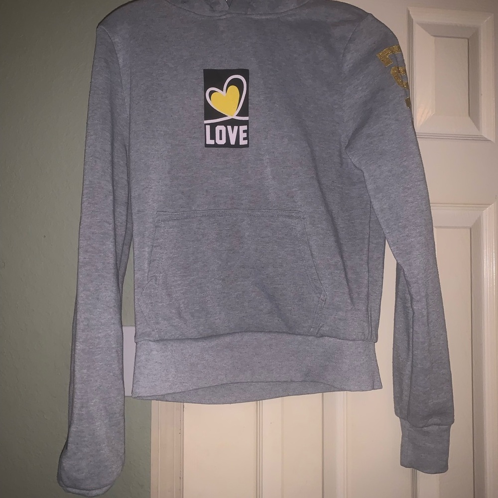 Gray Love Hoodie with Heart Graphic